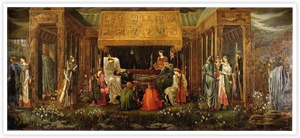 「アーサー王のアヴァロン最後の眠り」エドワード・バーン・ジョーンズ画